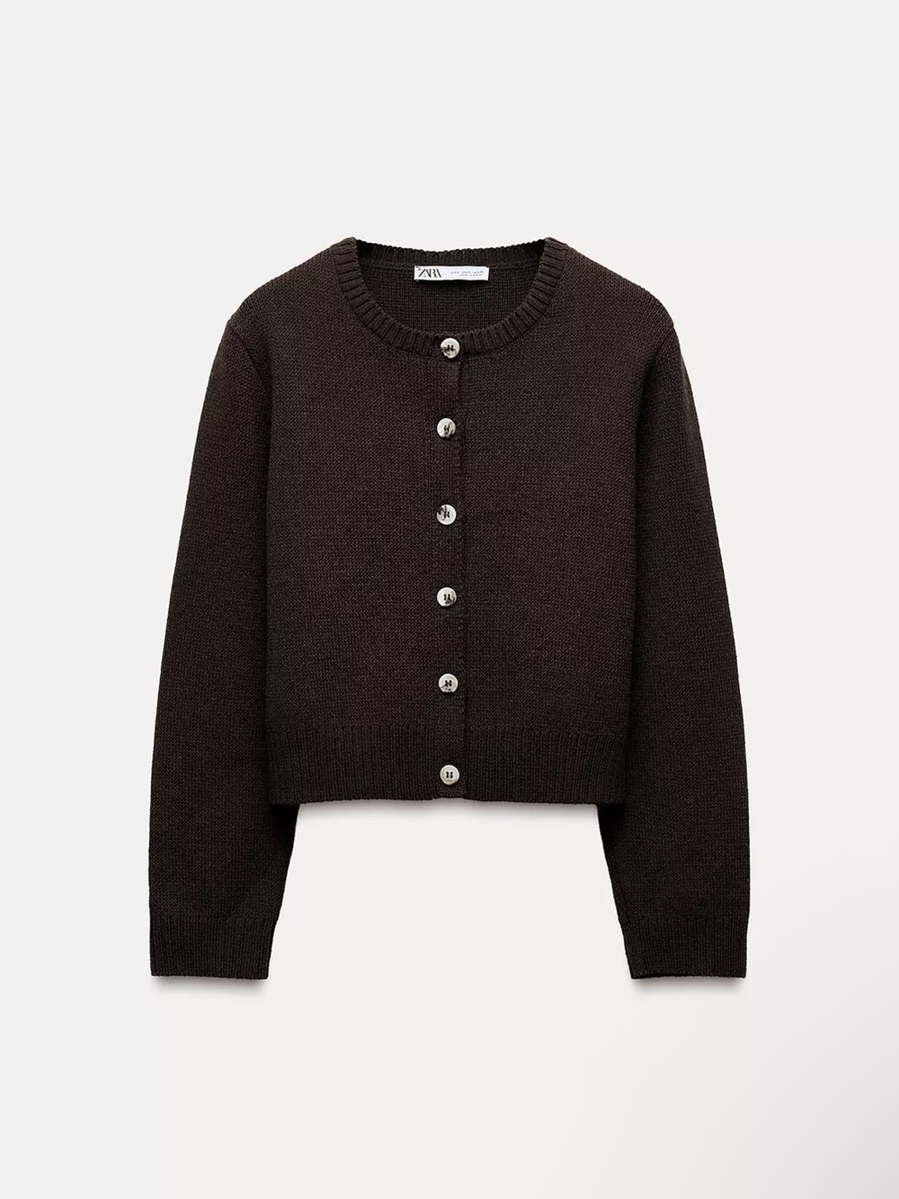 ZARA Dark Brown heavy weight Button-Front Cardigan